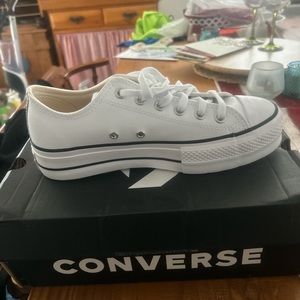 white leather ox platform converse